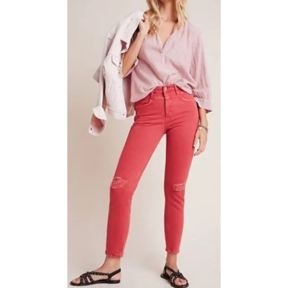 Anthropologie Denim - Pilcro for Anthropologie Washed Red High-Rise Slim Jeans Size 31